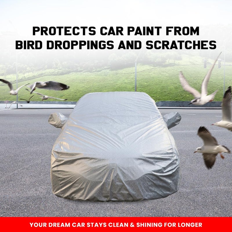 Autofact Waterproof Car Body Cover Compatible with Fiat Linea (2008 to 2016), with Mirror Pockets, Shinning Silver Design, Non Woven Fabric Triple Stiched, Fiat Linea Car Accessories - Image 5