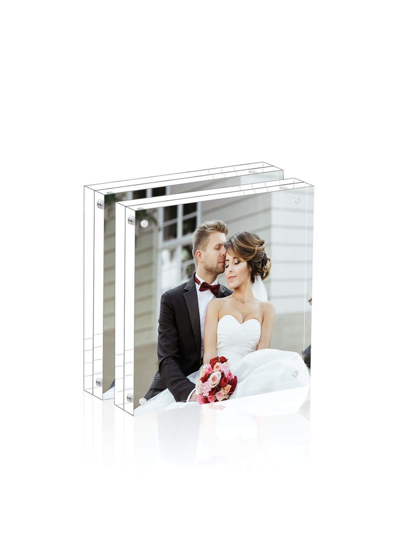 Magicool Magicool Premium Acrylic Photo Frame Magnet Photo Frame Double Sied Thick Desktop Frames 4x4 2pack 