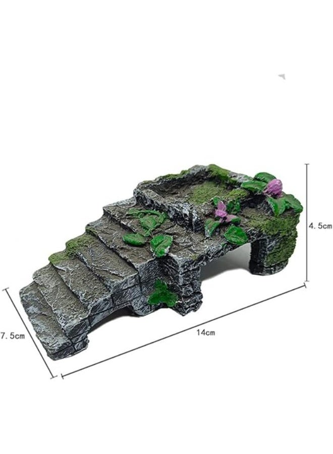 هوانغكسين سلم تسلق للسلاحف والزواحف متعدد الوظائف، منصة تسلق للسلاحف والبرمائيات من الراتنج، زينة لحوض السمك - Image 2