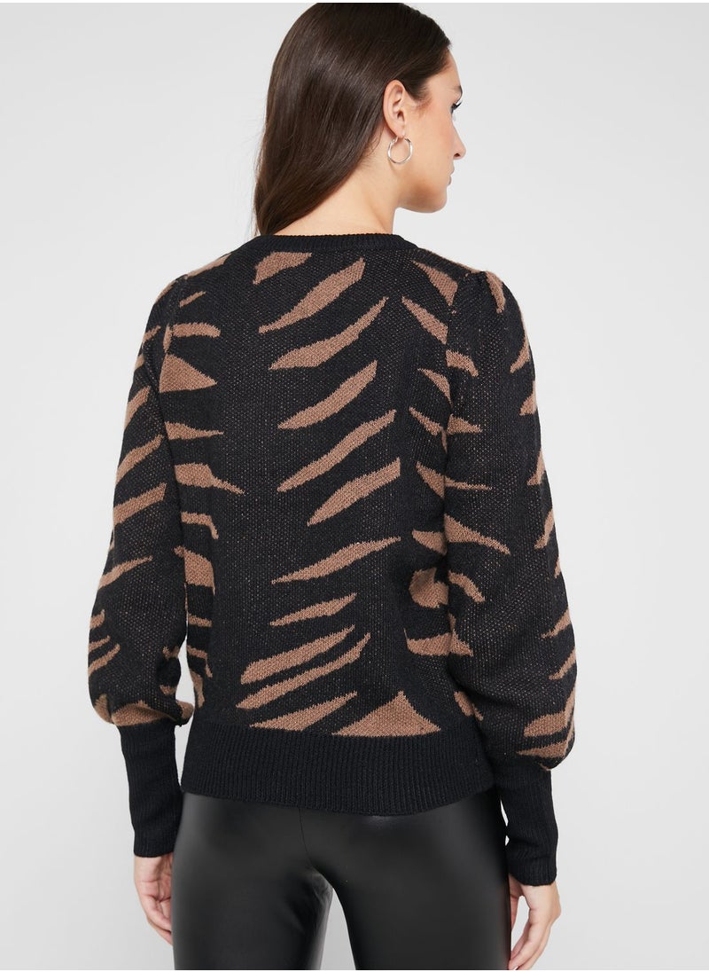 VERO MODA - Round Neck Printed Sweater - Image 1
