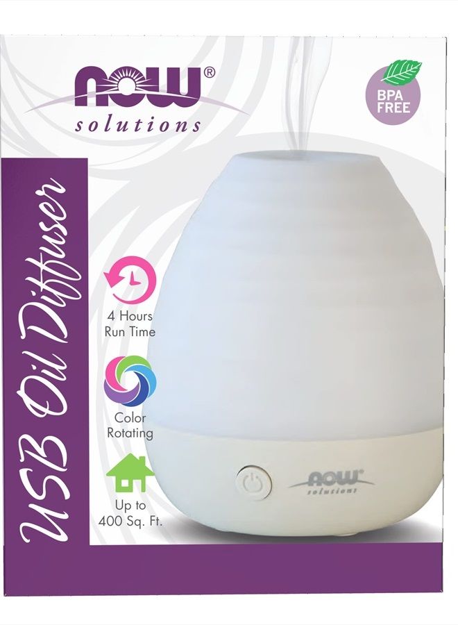 now Essential Oils, Ultrasonic USB Aromatherapy Oil Diffuser, Extremely Quiet, Heat Free, and Easy to Clean, Color Changing LED Diffuser - Image 1