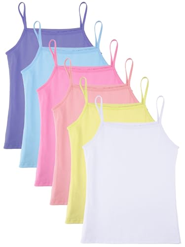 Geyoga 6 Pieces Girls Tank Top Sleeveless Racer Back Top Camisole Cami UndershirtsMacaron Colors78 Years - Image 1