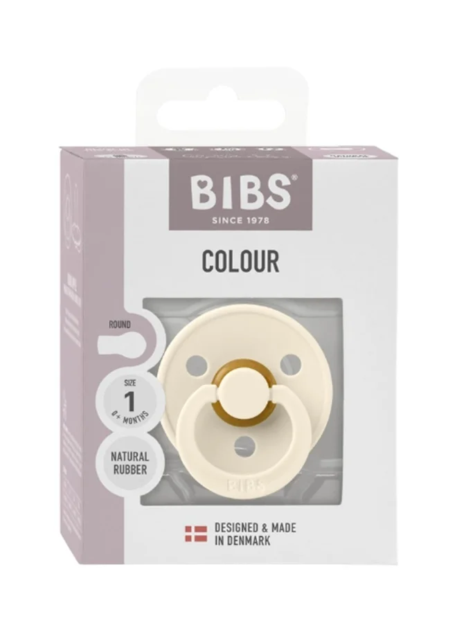 BIBS Colour Baby Pacifier, Natural Latex Round Nipple, Size 1, 0-6 Months, Ivory, 1 Pieces