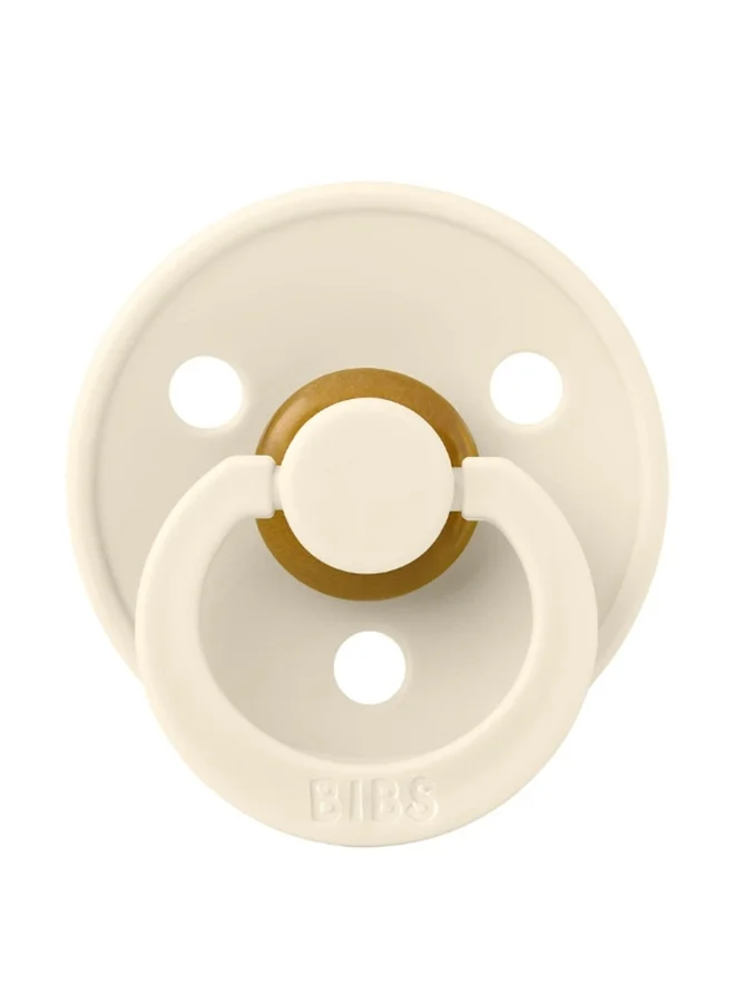 BIBS Colour Baby Pacifier, Natural Latex Round Nipple, Size 1, 0-6 Months, Ivory, 1 Pieces