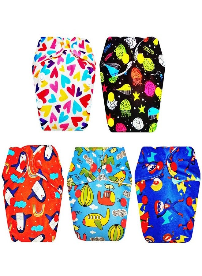 حفاضات قماشية فاخرة من دمبلدو للأطفال حديثي الولادة مع ماصة مدمجة (عبوة من 5 قطع) | شعور بالجفاف والراحة | قابلة للتهوية | سهلة التنظيف | ضرورية للاستخدام اليومي | من 0 إلى 4 أشهر | للجنسين - Image 1