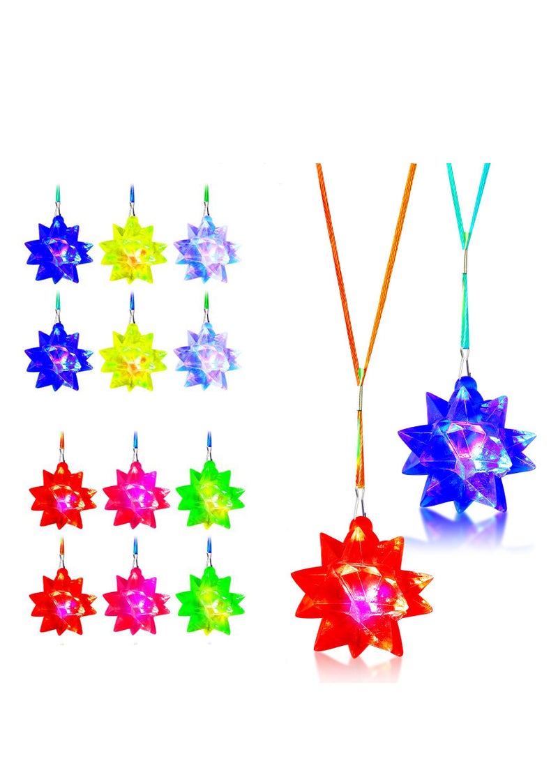 SYOSI Flashing Crystal Star Necklaces, LED Light Up Jewelry for Parties, Glow in the Dark Necklaces for Adults and Kids, Fun Goodie Bag Fillers  - Image 1