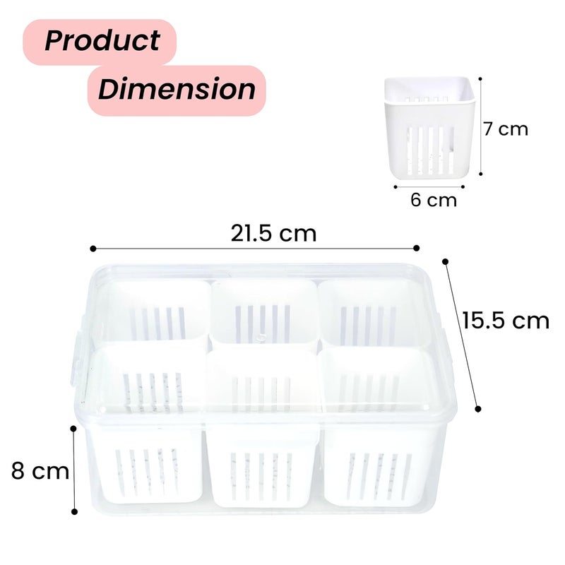 Storite 6 in 1 Fridge Storage Boxes multipurpose Freezer Storage Containers, Fridge Organizer with Removable Boxes & Fridge Storage Boxes Keep Fruits,Vegetables Fresher,Container Box-white - Image 2