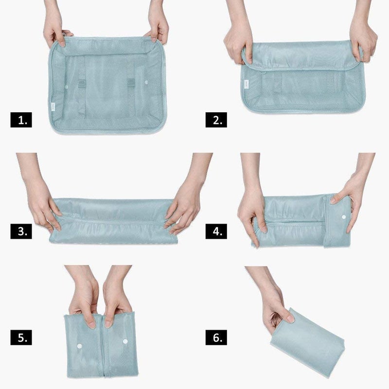 TOCINGO 7 pc / 6 pc Travel Oraganizer Packing cubes kit, Sapace Saver Multi use Bag for Men and Women, Clothes packing cubes for travel, Cupboard Oraganizer cubes (7 pc-SKY BLUE) - Image 4