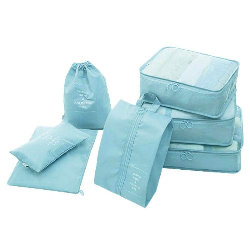 TOCINGO 7 pc / 6 pc Travel Oraganizer Packing cubes kit, Sapace Saver Multi use Bag for Men and Women, Clothes packing cubes for travel, Cupboard Oraganizer cubes (7 pc-SKY BLUE) - Image 1