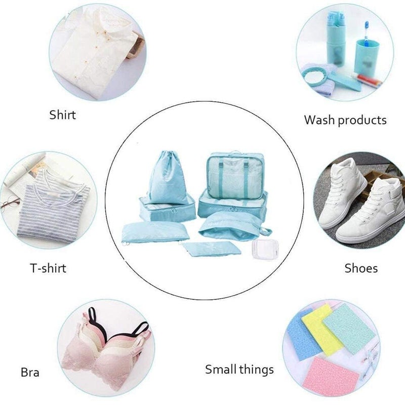 TOCINGO 7 pc / 6 pc Travel Oraganizer Packing cubes kit, Sapace Saver Multi use Bag for Men and Women, Clothes packing cubes for travel, Cupboard Oraganizer cubes (7 pc-SKY BLUE) - Image 5