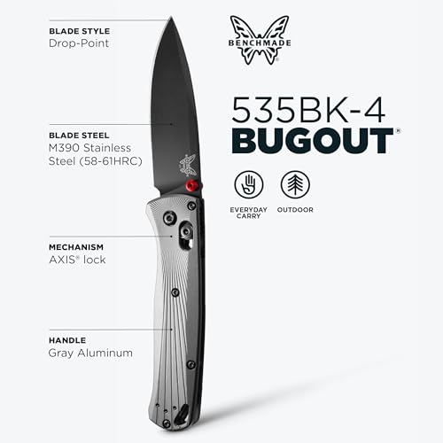 Benchmade - Bugout 535 EDC Knife with Gray Aluminum Handle (535BK-4) - Image 2