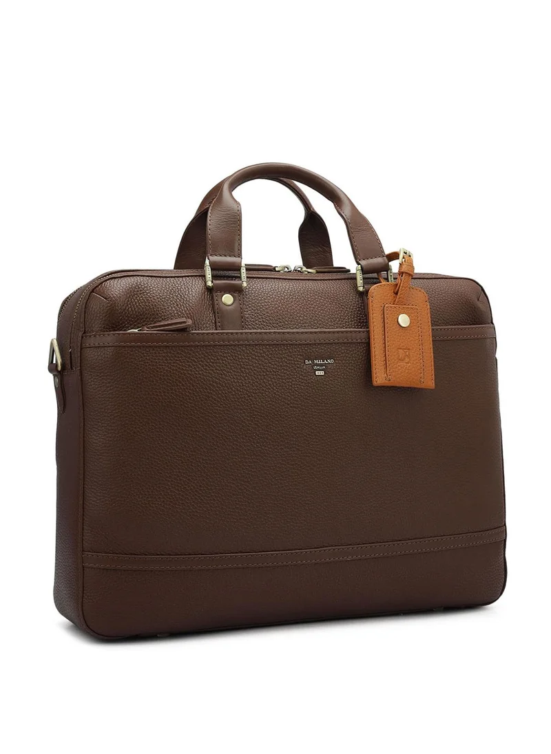 دا ميلانو حقيبة لاب توب جلد طبيعي بني من دا ميلانو