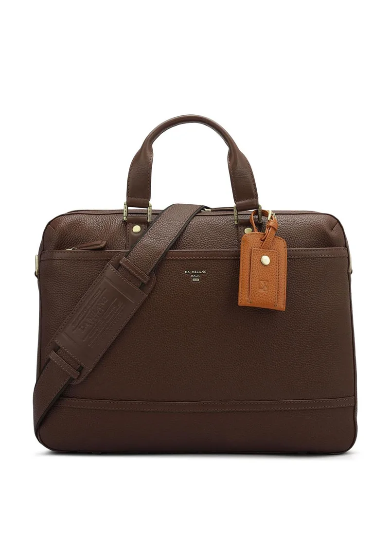 دا ميلانو حقيبة لاب توب جلد طبيعي بني من دا ميلانو