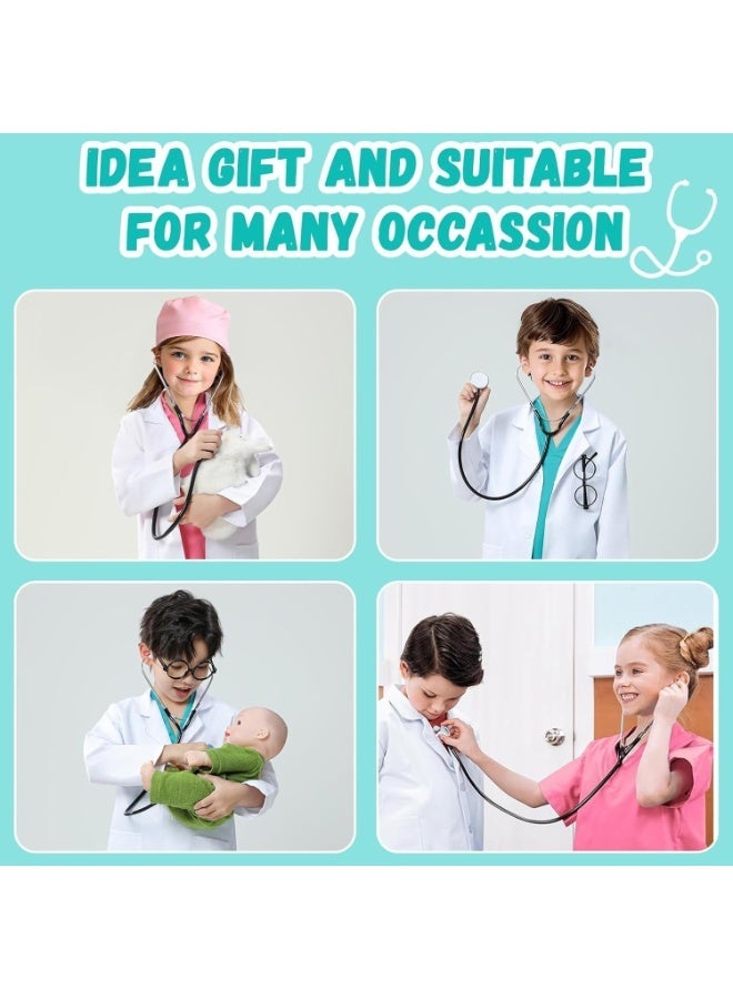 YOUWE7 Doctor Costume for Kids Scrubs for Girls Boys,8PCS Pretend Play & Dress Up Clothes for Kids, Costumes for Girls Doctor Kit for with Accessories, for 3-12 Toddler Little - Image 4