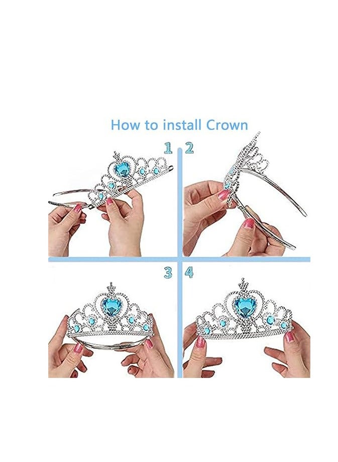 Princess Cape Costume Set Girls Princess Dress Up Party Cosplay Cloak with Jewelry Tiara Crown Wand Gloves ( blue) - Image 3