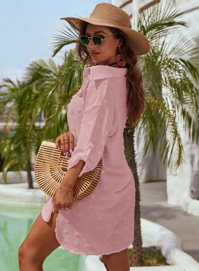 Blooming Jelly Women's Chiffon Swimsuit Coverups, Pink, M - Image 3