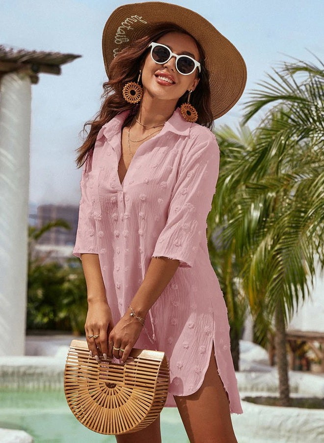 Blooming Jelly Women's Chiffon Swimsuit Coverups, Pink, M - Image 5