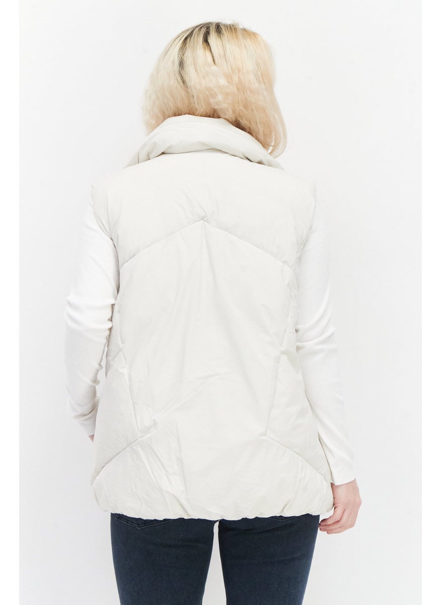 BCBGeneration Women Plain Puffer Vest, Cream  - Image 2