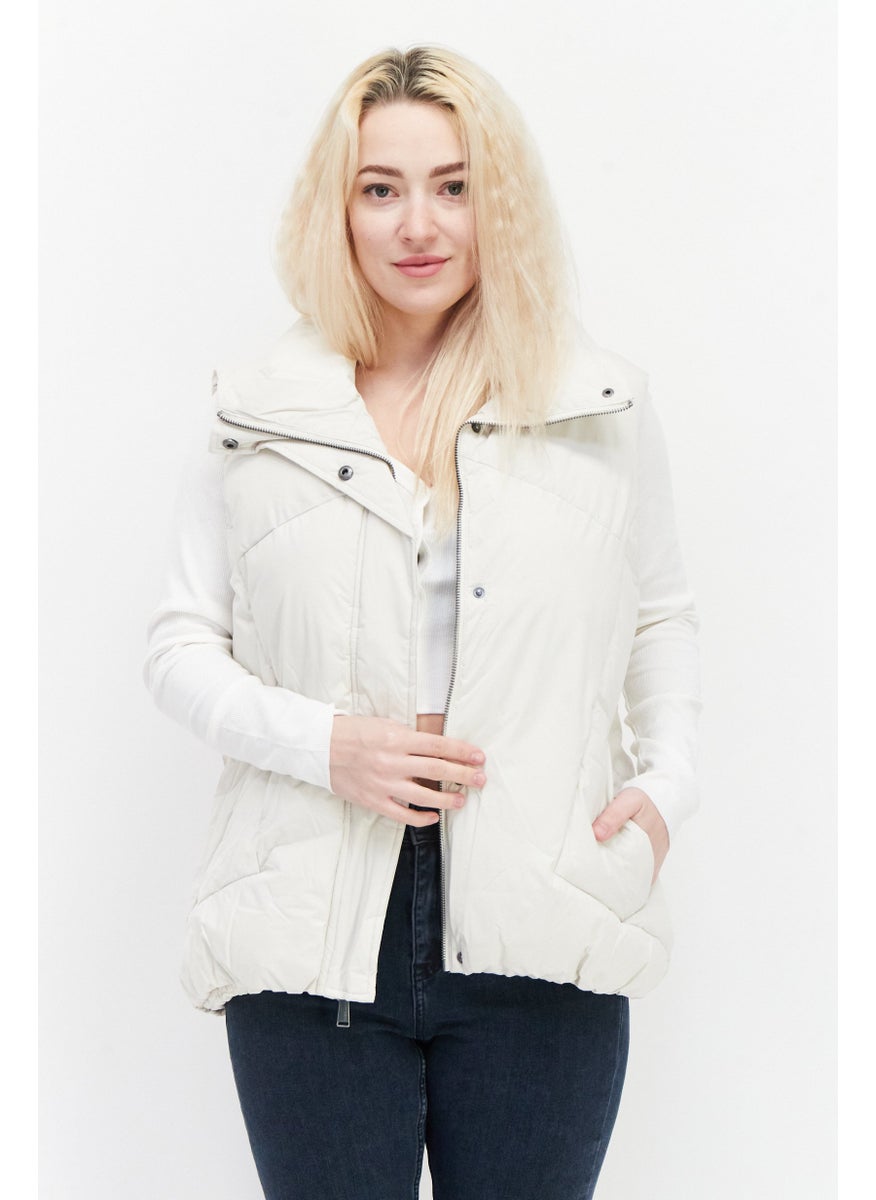BCBGeneration Women Plain Puffer Vest, Cream  - Image 1