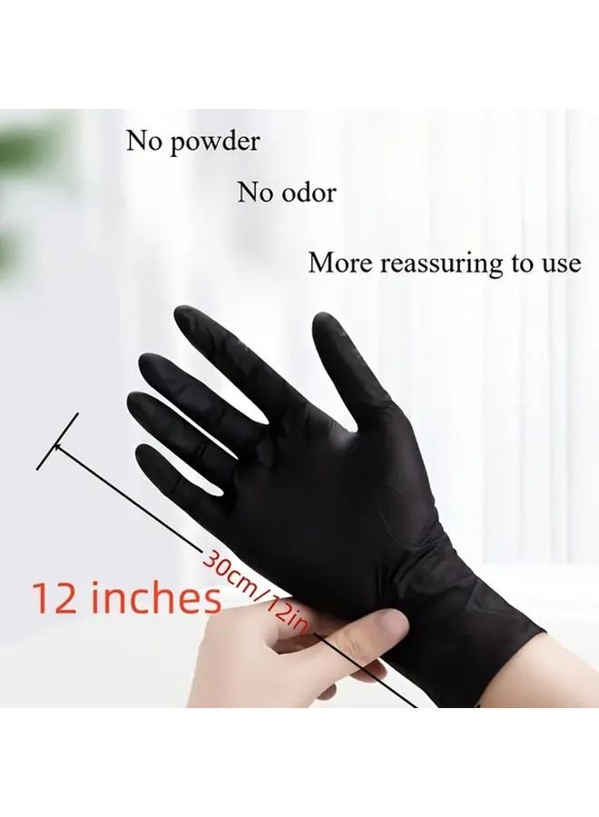 50 Pcs Black Disposable Nitrile Gloves Powder Free Latex Free For Tattoo Salon Kitchen - Image 2