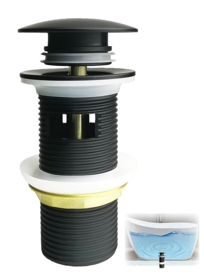 YYinno Brass Freestanding Tub Drain Kit, Pop-Up Bathtub Drain Stopper, Easy Install Click Clack Drain Replacement for Most Stand Alone Bathtubs, Leak-Proof (Mathe Black) - Image 1
