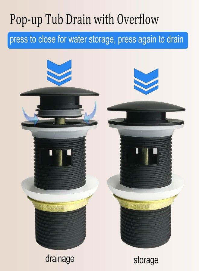 YYinno Brass Freestanding Tub Drain Kit, Pop-Up Bathtub Drain Stopper, Easy Install Click Clack Drain Replacement for Most Stand Alone Bathtubs, Leak-Proof (Mathe Black) - Image 5