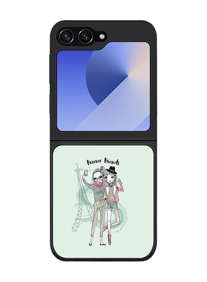 Stylizedd Rugged Black edge case for Samsung Galaxy Z Flip7 FE, Slim fit Soft Case Flexible Rubber Edges Anti Drop TPU Gel Thin Cover -  Forever Friends - Image 1
