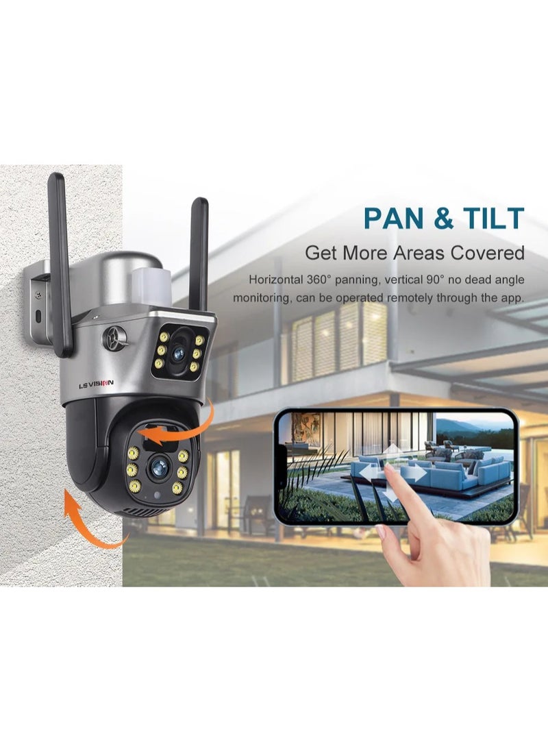 LS Vision - LS VISION Solar Camera Dual Lens WiFi 8MP 4K IP Camara Solar Panel CCTV Security Built in Battery PIR Cam V380 ( With 128GB Card) - Image 1