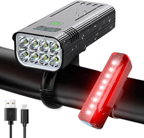 Victoper Upgraded Bike Lights, 8 LED High Lumens Super Bright Bike Light, 5+5 Modes USB Rechargeable Bicycle Light Front and Back, Bike Headlight and Tail Light Set for Night Riding, Road, Mountain - Image 1