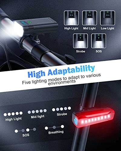 Victoper Upgraded Bike Lights, 8 LED High Lumens Super Bright Bike Light, 5+5 Modes USB Rechargeable Bicycle Light Front and Back, Bike Headlight and Tail Light Set for Night Riding, Road, Mountain - Image 4