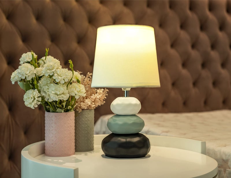 MAGIK Atmosfera Ceramic Table Lamp (Ivory) | 5W Warm White E14 Base LED Bulb Included | Modern Decorative Bedside & Living Room Accent Light - Image 1
