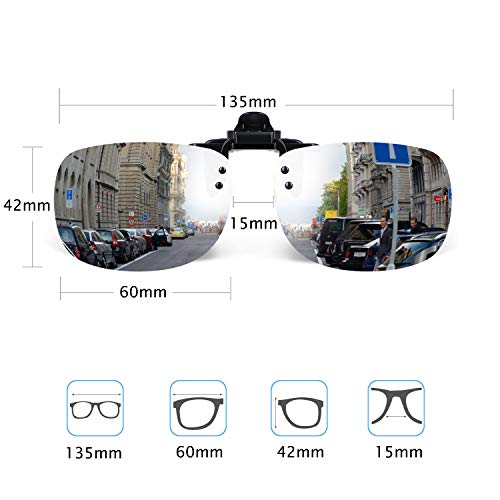 Besgoods Cool Silver Mirror Polarized Clip-on Flip up Sunglasses Plastic Lenses Glasses Outdoor Driving Fishing Sport - Image 2