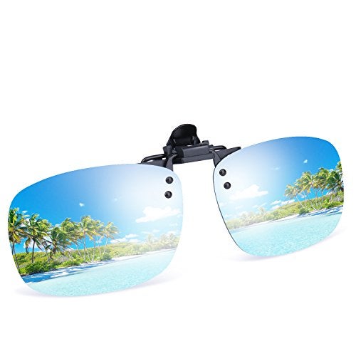 Besgoods Cool Silver Mirror Polarized Clip-on Flip up Sunglasses Plastic Lenses Glasses Outdoor Driving Fishing Sport - Image 1
