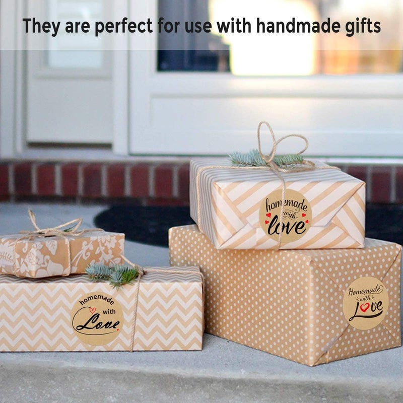 FANCY LAND 500 Pcs Homemade with Love Stickers - 1.5 Inch Round Labels for Baked Goods - Image 3
