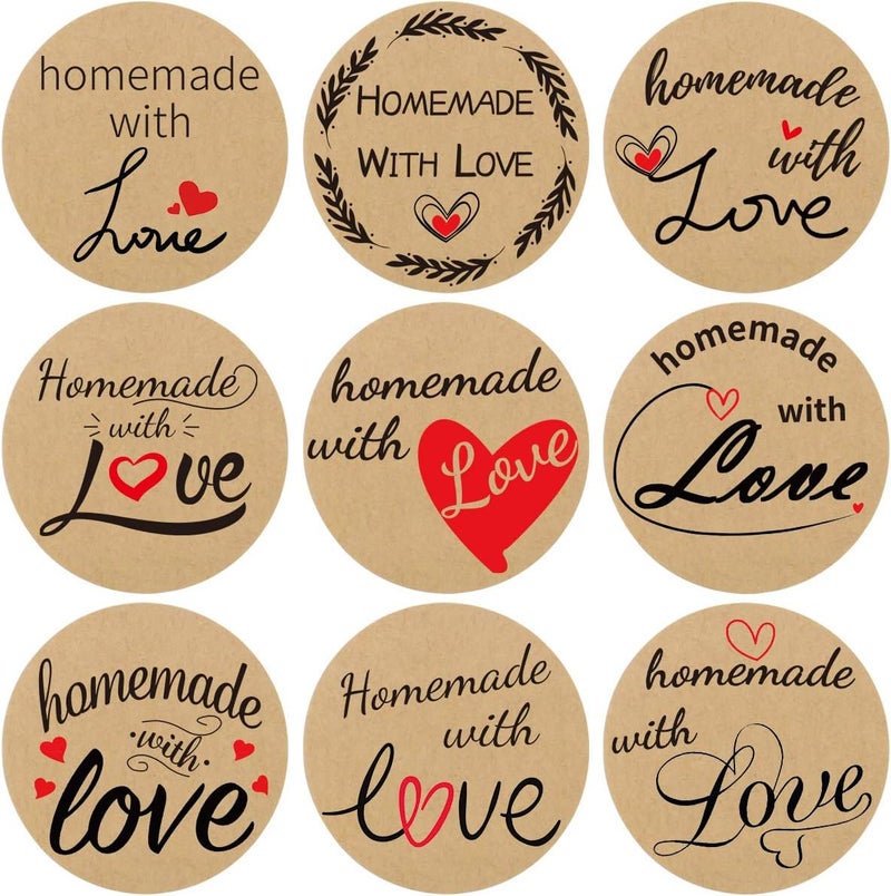 FANCY LAND 500 Pcs Homemade with Love Stickers - 1.5 Inch Round Labels for Baked Goods - Image 1