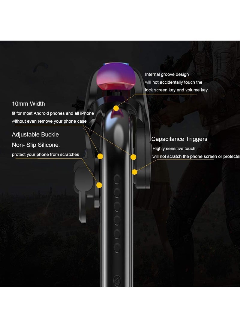 مشغلات الهاتف المحمول، وحدة تحكم ألعاب الهاتف المحمول، مشغل ألعاب PUBG/Fortnite/Call of Duty، عصا تحكم حساسة لإطلاق النار، مشغل التصويب والإطلاق لأجهزة iPhone وAndroid (زوج واحد من وحدات التحكم وزوج - Image 4