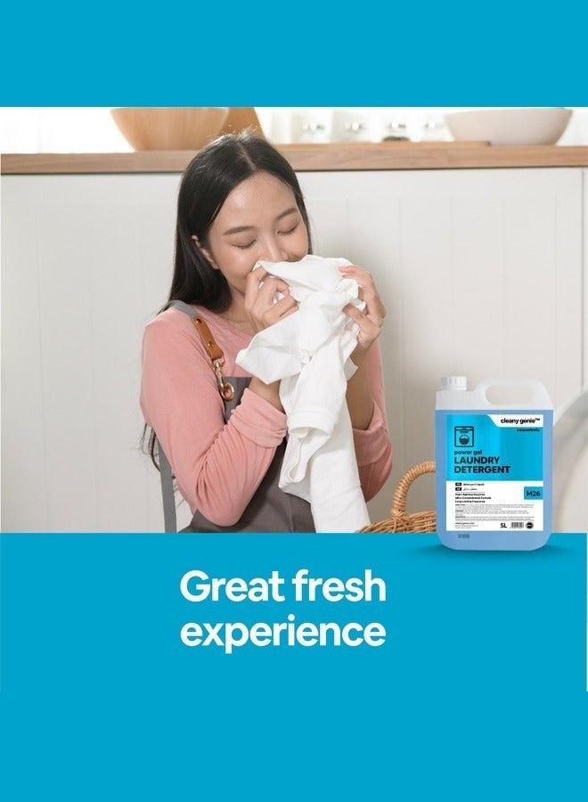 كليني جيني جل غسيل سائل باور جل طويل الأمد، 5 لتر - تركيبة مركزة، يزيل البقع الصعبة ويمنح الملابس إشراقة - Image 4