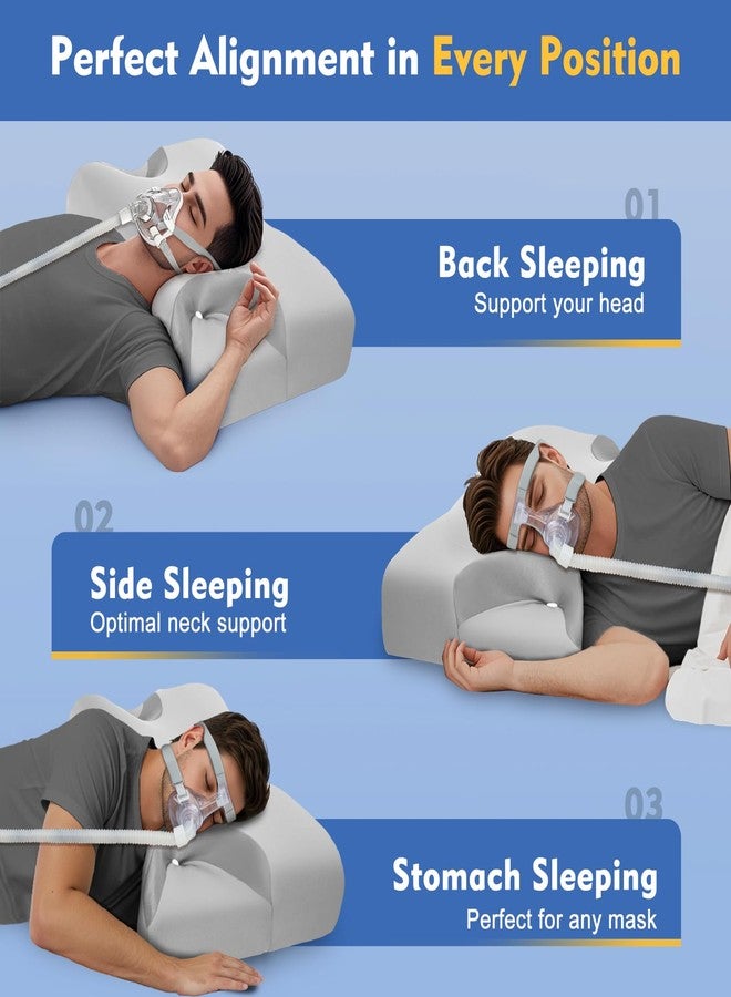 IKSTAR Cooling CPAP Pillow for Side Sleepers - Sleep Apnea Pillow for CPAP User - Reduce Air Leak/Hose Tangle/Mask Pressure - Memory Foam Neck Support Nasal Pillows Side/Back/Stomach Sleeper - Image 4