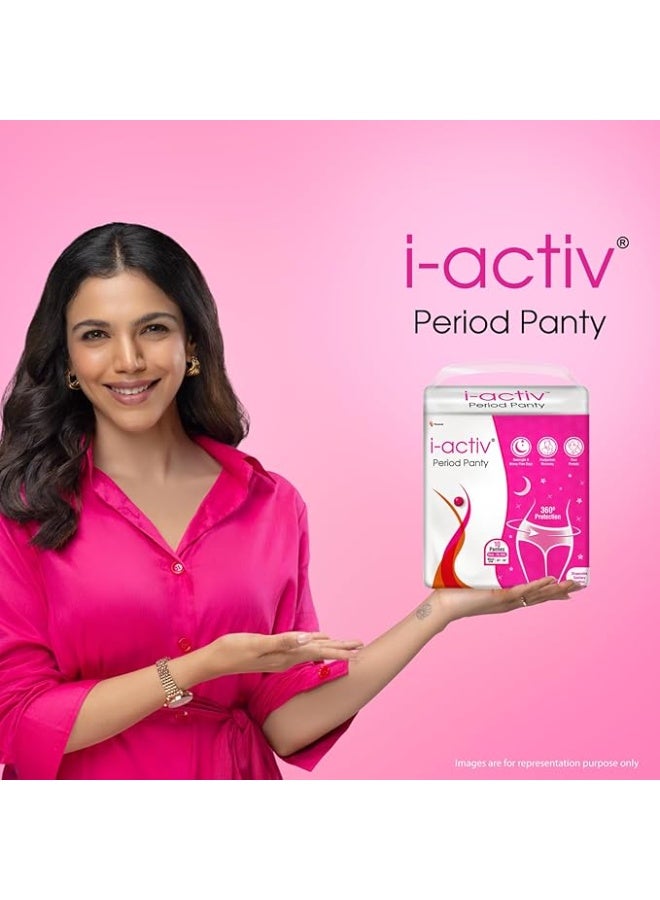 i-activ سراويل الدورة الشهرية للنساء من أكتيف | مقاسات كبيرة إلى كبيرة جدًا | عبوة من 10 قطع | سراويل الدورة الشهرية للاستخدام مرة واحدة للنساء ذوات التدفق الغزير | فوط صحية للأمهات بعد الولادة | حماية شاملة 360 درجة | مقاس الخصر: من 31 إلى 48 بوصة - Image 3
