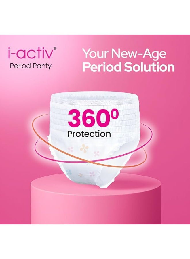 i-activ سراويل الدورة الشهرية للنساء من أكتيف | مقاسات كبيرة إلى كبيرة جدًا | عبوة من 10 قطع | سراويل الدورة الشهرية للاستخدام مرة واحدة للنساء ذوات التدفق الغزير | فوط صحية للأمهات بعد الولادة | حماية شاملة 360 درجة | مقاس الخصر: من 31 إلى 48 بوصة - Image 2