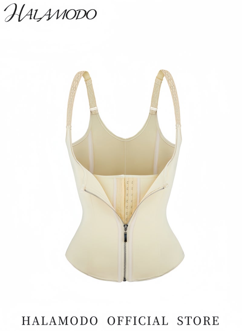 هالامودو مدرب خصر نسائي للتحكم في البطن وصدرية لتشكيل الجسم مع أحزمة قابلة للتعديل وقميص داخلي مرن مع عظام فولاذية وحزام خصر للتمرين مشكل - Image 2