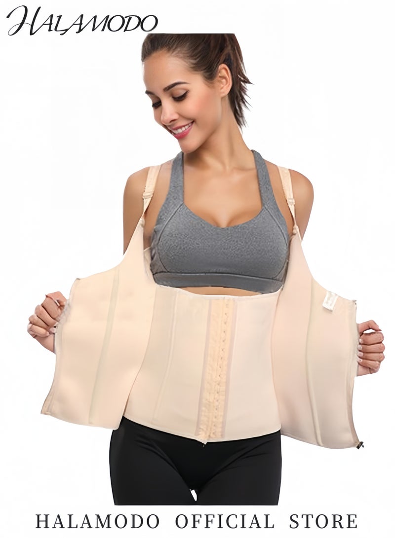 هالامودو مدرب خصر نسائي للتحكم في البطن وصدرية لتشكيل الجسم مع أحزمة قابلة للتعديل وقميص داخلي مرن مع عظام فولاذية وحزام خصر للتمرين مشكل - Image 3