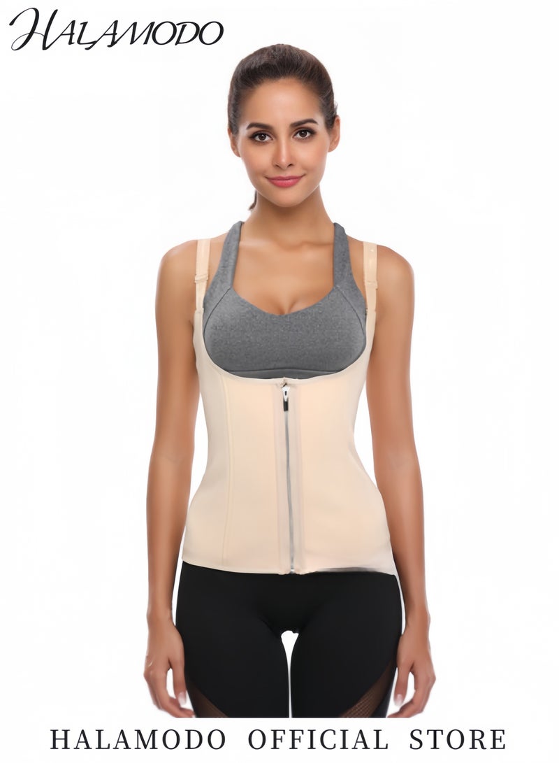 هالامودو مدرب خصر نسائي للتحكم في البطن وصدرية لتشكيل الجسم مع أحزمة قابلة للتعديل وقميص داخلي مرن مع عظام فولاذية وحزام خصر للتمرين مشكل - Image 4