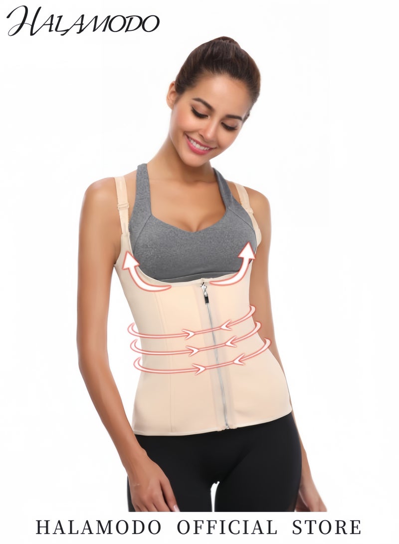 هالامودو مدرب خصر نسائي للتحكم في البطن وصدرية لتشكيل الجسم مع أحزمة قابلة للتعديل وقميص داخلي مرن مع عظام فولاذية وحزام خصر للتمرين مشكل - Image 5