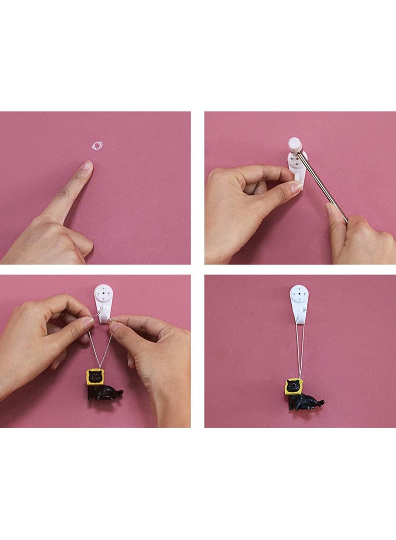 HW 30 Pcs Invisible Non-Trace Wall Picture Hook, Durable Hardwall Hanging Hook for Photo Frame Art Painting Hangers, Concrete Wall Hooks Nail Plastic  - Image 4