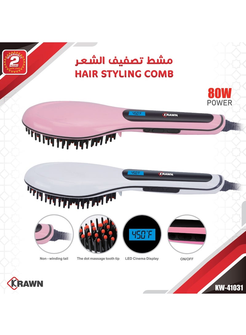 KRAWN Hair Styling Comb with LED Display – 80W Power, Massage Tooth Tip & 2-Year Warranty  - Image 1