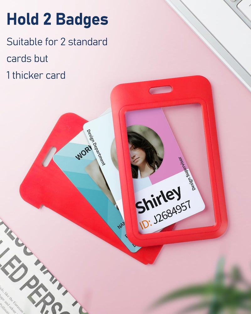 Uniclife Sliding ID Badge Holder Vertical Hard Plastic Case with Clear Window Red Card Protector Pouch for Office School ID Credit Cards Proximity Key Cards Driver’s Licenses and Passes, 3 Pack - Image 2