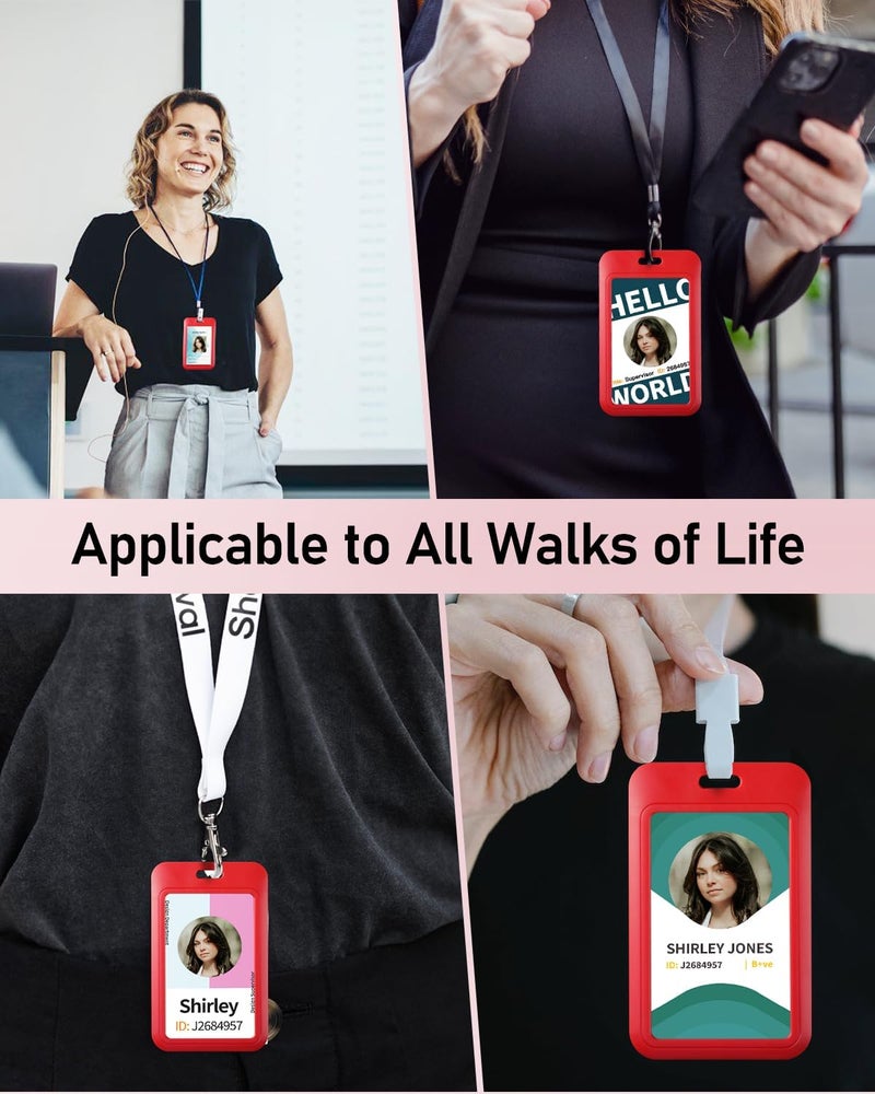 Uniclife Sliding ID Badge Holder Vertical Hard Plastic Case with Clear Window Red Card Protector Pouch for Office School ID Credit Cards Proximity Key Cards Driver’s Licenses and Passes, 3 Pack - Image 5