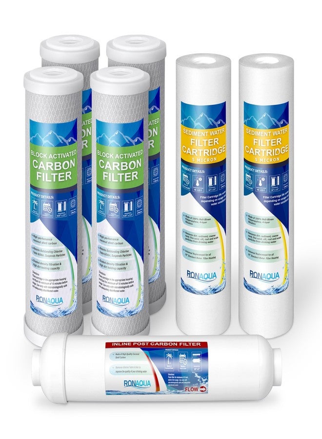 Ronaqua 7PK Filters Premier 1-Year 5-Stage Reverse Osmosis Replacement Filter Kit 5 Micron Sediment, Activated Carbon Filter Cartridges and Inline Post Filter Well-Matched with WFPFC8002, P5, AP110 - Image 1