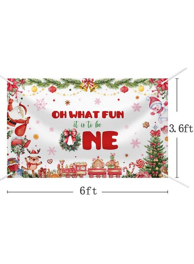 MEHOFOND MEHOFOND Christmas Birthday Backdrop Banner, Oh What Fun It is to Be One Party Supplies, Xmas Tree Santa Gifts Snowman Christmas Party Decorations, Photo Props 70.8x43.3Inch - Image 3